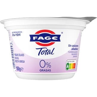 Total yogur griego natural desnatado 0% m.g. sin azúcares añadidos sin azúcares añadidos envase 150 g - Fage