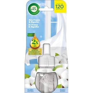 Ambientador eléctrico difusor inteligente Aire Fresco & Algodón con aceites esenciales recambio - Air Wick