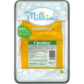 Queso cheddar elaborado con leche de vaca en lonchas envase 150 g - Milkimi