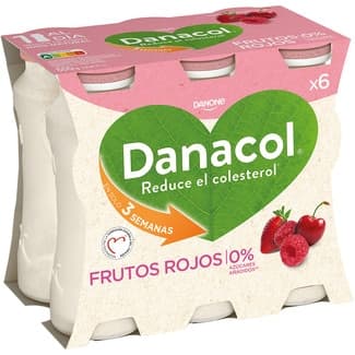 Sabor frutos rojos 0% azúcares añadidos sin gluten pack 6 unidades 100 g - Danone Danacol