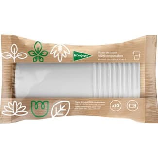 Vasos compostables de papel blancos 210 cc paquete 10 unidades - El Corte Ingles