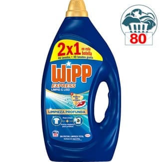 Detergente líquido Limpieza Profunda Limpio & Liso botella 40 dosis + 40 dosis gratis - Wipp Express