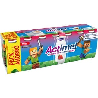 Kids L. Casei con fresa sin gluten pack 14 unidades 100 g pack ahorro - Danone Actimel