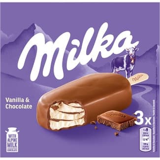 Helado de vainilla & chocolate con leche 3 unidades estuche 270 ml - Milka
