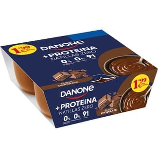 Protein natillas con proteínas de chocolate 0% azúcares añadidos pack 4 unidades 120 g sin gluten - Danone