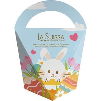 Mini huevos surtidos de chocolate con leche y negro rellenos de crema de caramelo estuche 150 g distintos diseños se surten según existencias - La Suissa