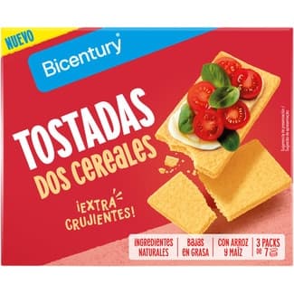 Tostadas dos cereales extra crujientes 3x7 unidades caja 125 g - Bicentury