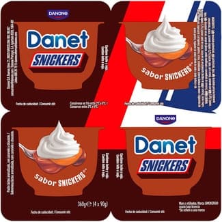 Natillas sabor snickers pack 4 unidades 90 g - Danone Danet