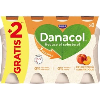 Melocotón y albaricoque desnatado 0% m.g 0% azúcares añadidos pack 8 unidades 100 g sin gluten - Danone Danacol