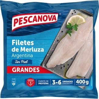 Filetes de merluza argentina sin piel grandes 3-6 unidades bolsa 400 g - Pescanova