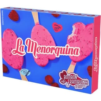 Bombón helado de yogur y frambuesa 3 unidades estuche 300 ml - Menorquina