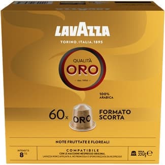 Café natural Qualitá Oro 100% Arábica intensidad 8 estuche 60 cápsulas compatibles con máquinas Nespresso - Lavazza