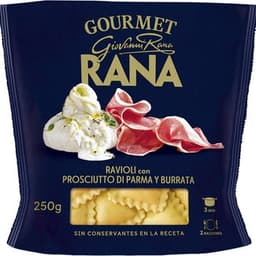Gourmet pasta fresca ravioli al huevo relleno con prosciutto di parma y burrata envase 250 g - Giovanni Rana
