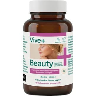 Beauty cabello y piel sabor tropical bote 30 comprimidos sin gluten - Vive+