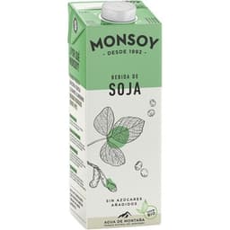 Bebida de soja sin azúcares añadidos ecológica brik 1 l - Monsoy