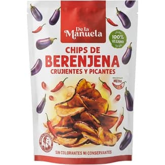 Chips de berenjena crujientes y picantes 100% vegano bolsa 90 g - De La Manuela
