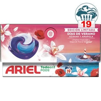 Detergente cápsulas Días de Verano Azahar y Amapola frescor de Lenor Todo en 1 Pods caja 19 cápsulas - Ariel