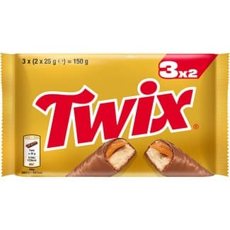 Barritas de chocolate y caramelo 3 unidades envase 150 g - Twix
