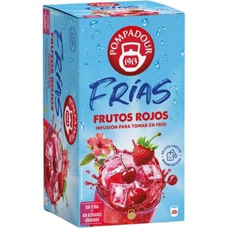 Infusión agua fría frutos rojos sin teína y sin azúcares añadidos paquete 20 bolsitas - Pompadour