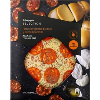 Pizza con chorizo picante y queso ahumado envase 440 g masa madre fermentación 72 h - El Corte Ingles Selection