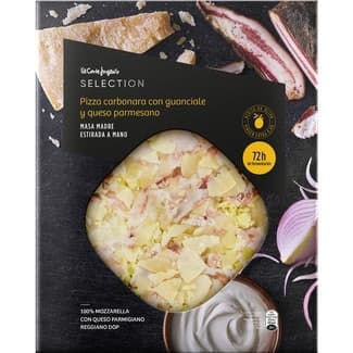 Pizza carbonara con guanciale y queso parmesano masa madre fermentación 72 h envase 450 g - El Corte Ingles Selection