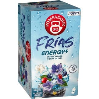 Frías Energy infusión para tomar en frío con caféina y sin azucares añadidos estuche 20 bolsitas - Pompadour