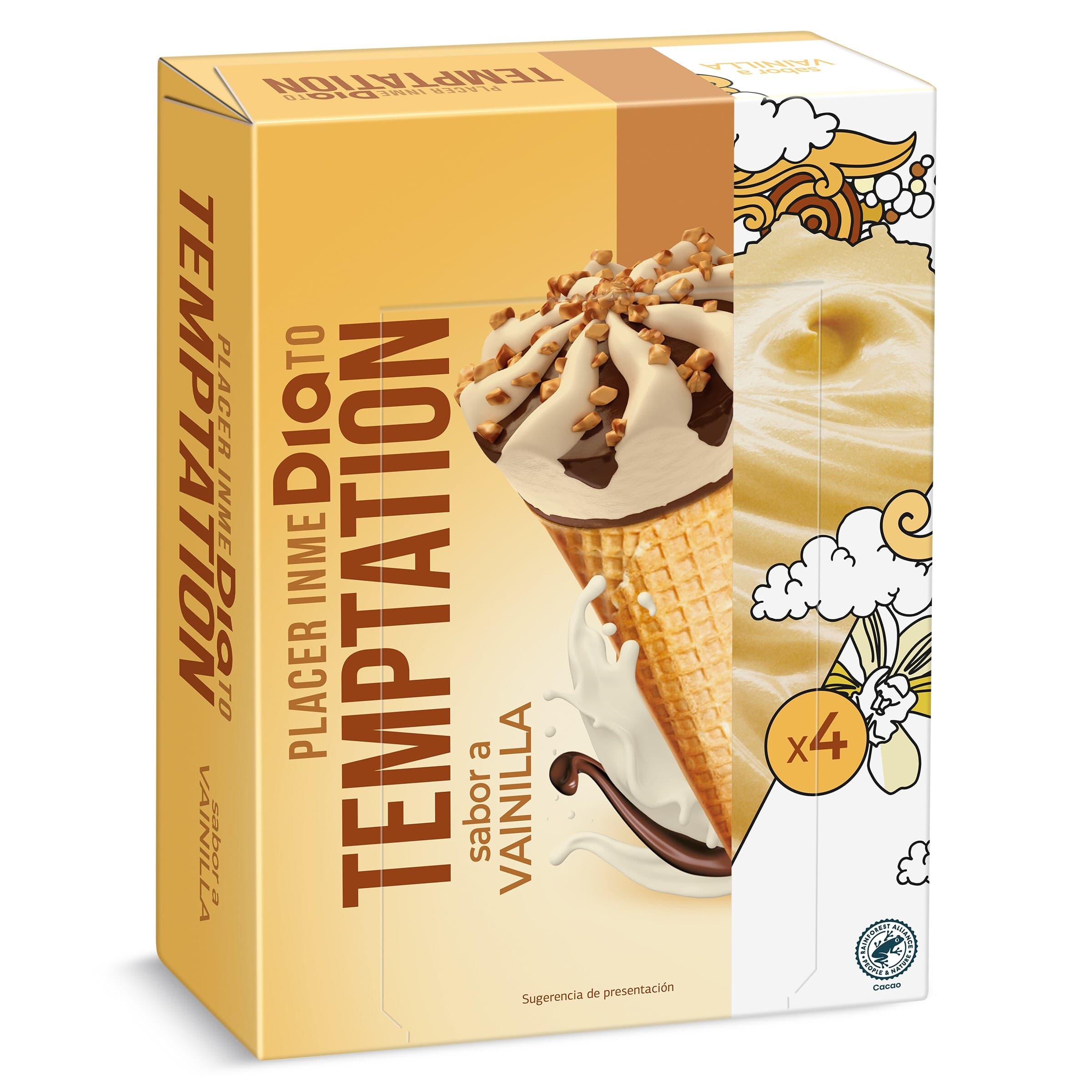 Helado cono vainilla Dia Temptation 4 x 68 g