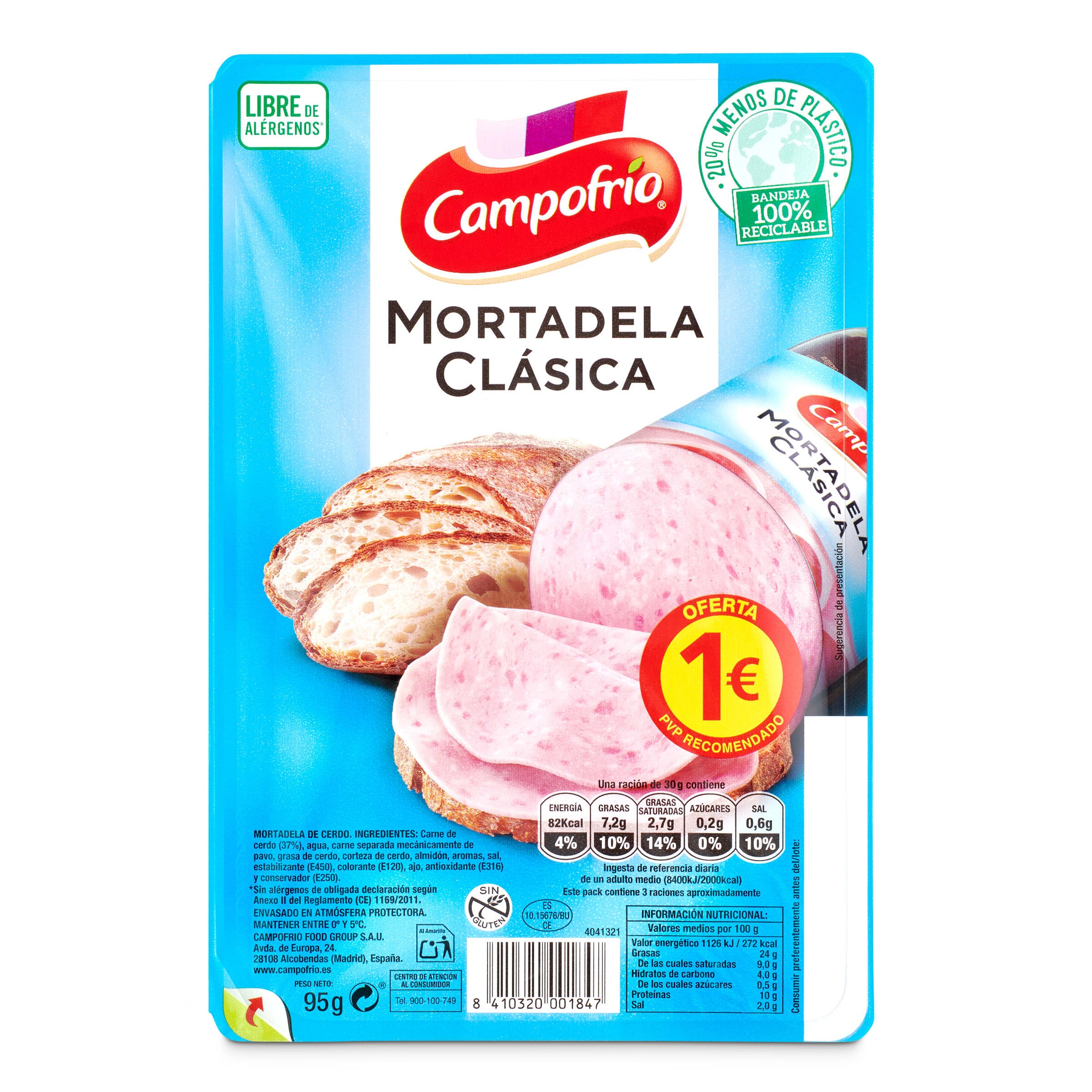 Mortadela clásica Campofrío 95 g