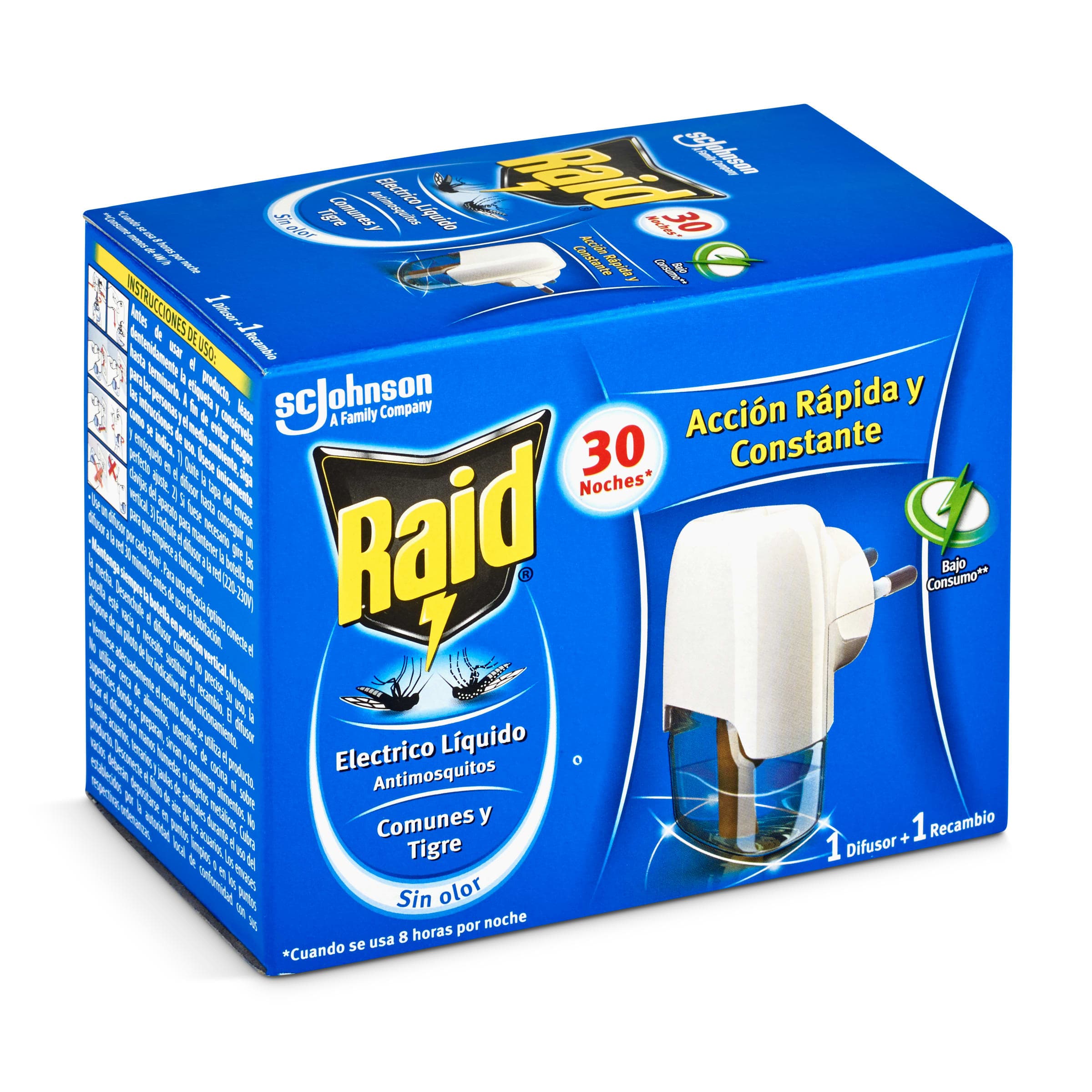 Insecticida eléctrico antimosquitos aparato y recambio Raid 1 unidad
