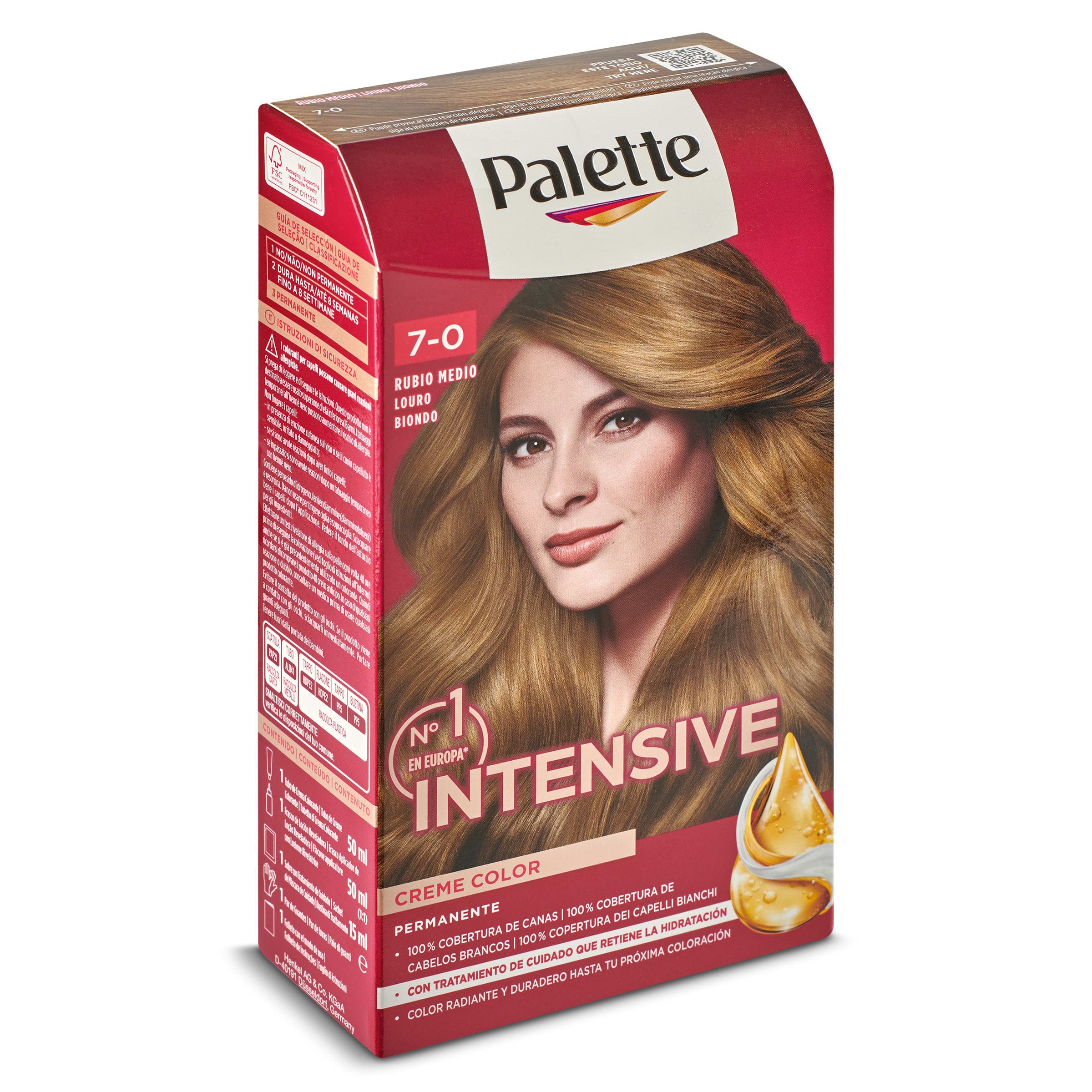 Tinte rubio medio N.º 7 Palette caja 1 unidad