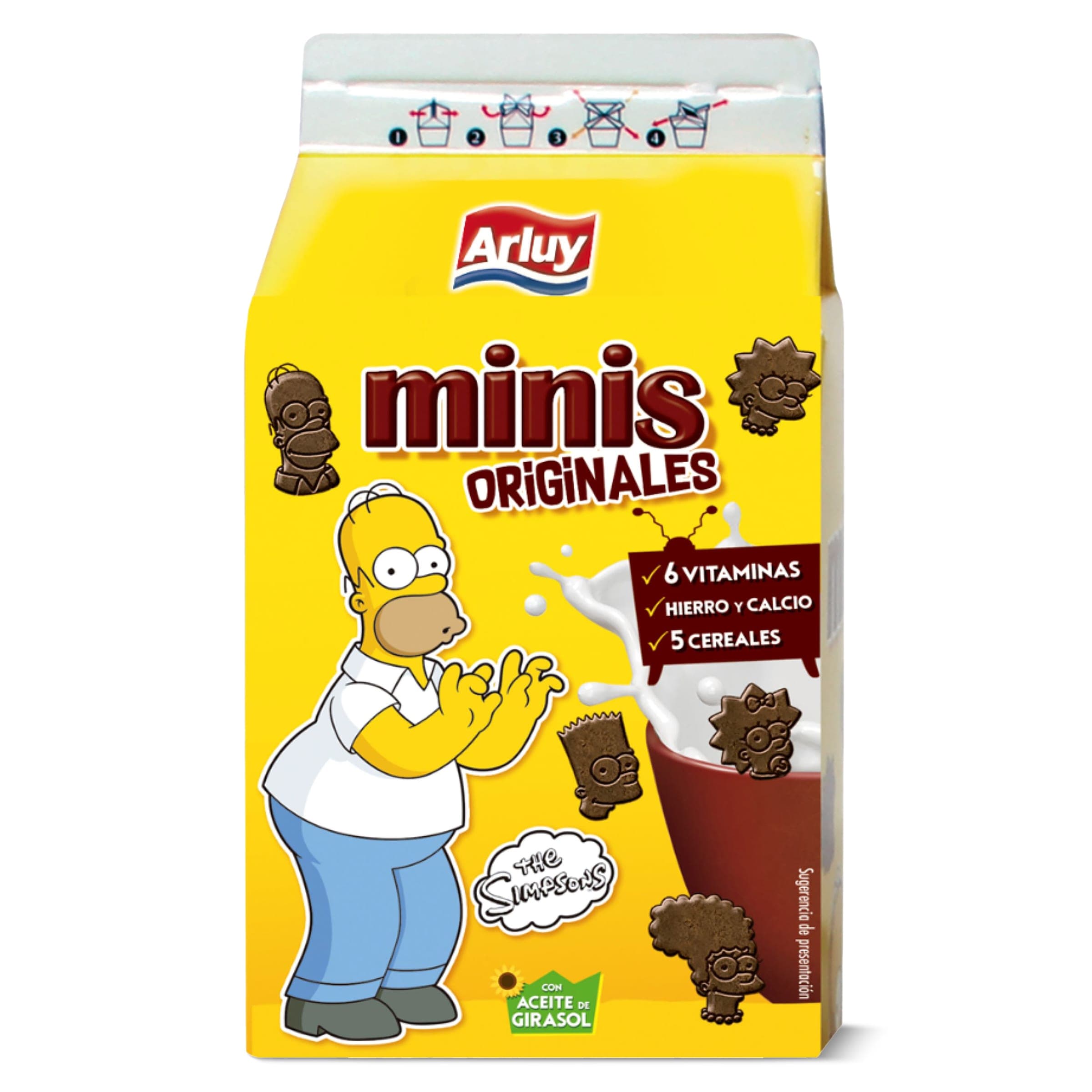 Mini galletas chocolateadas con vitaminas Simpsons Arluy caja 135 g