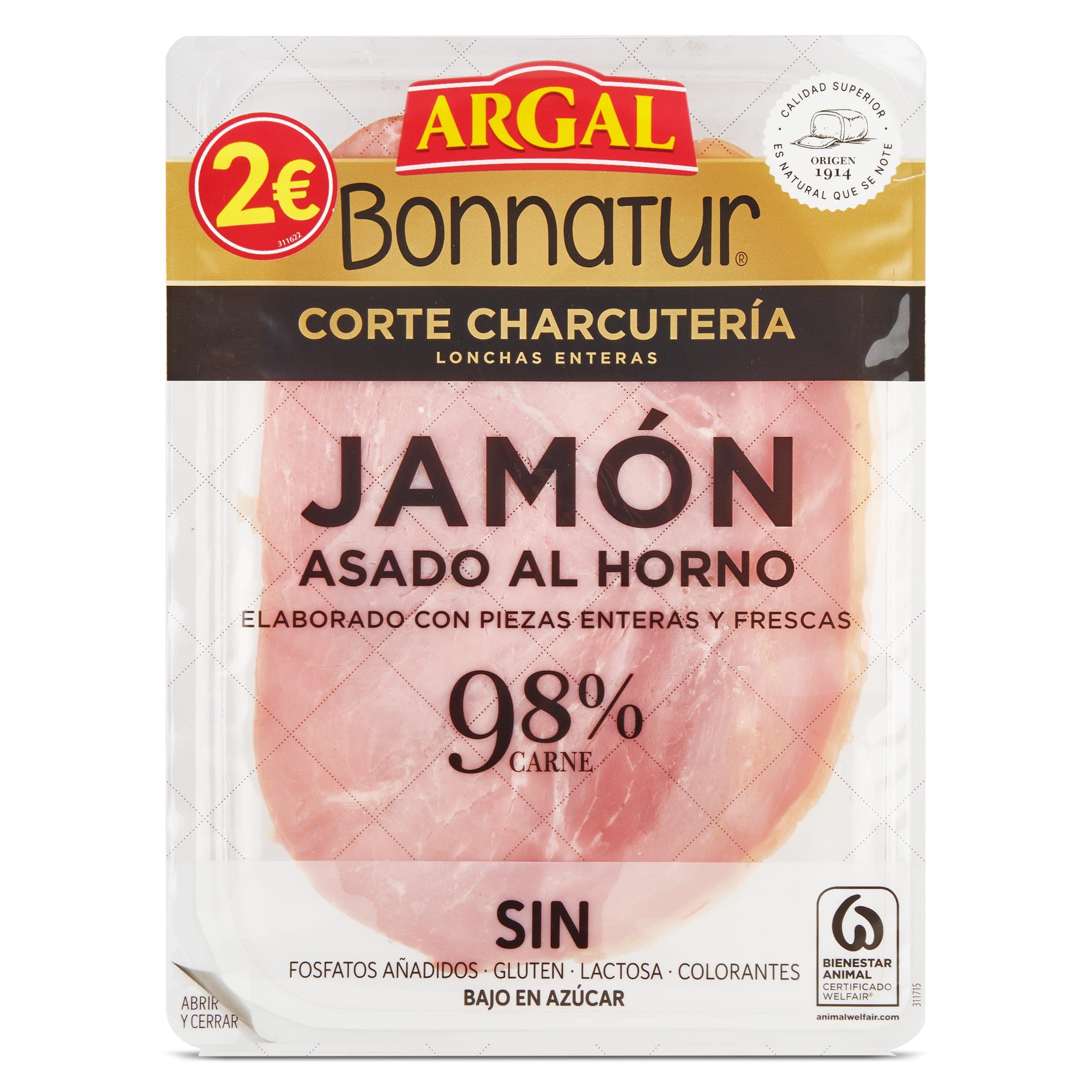 Jamón asado al horno 98% Bonnatur 100 g