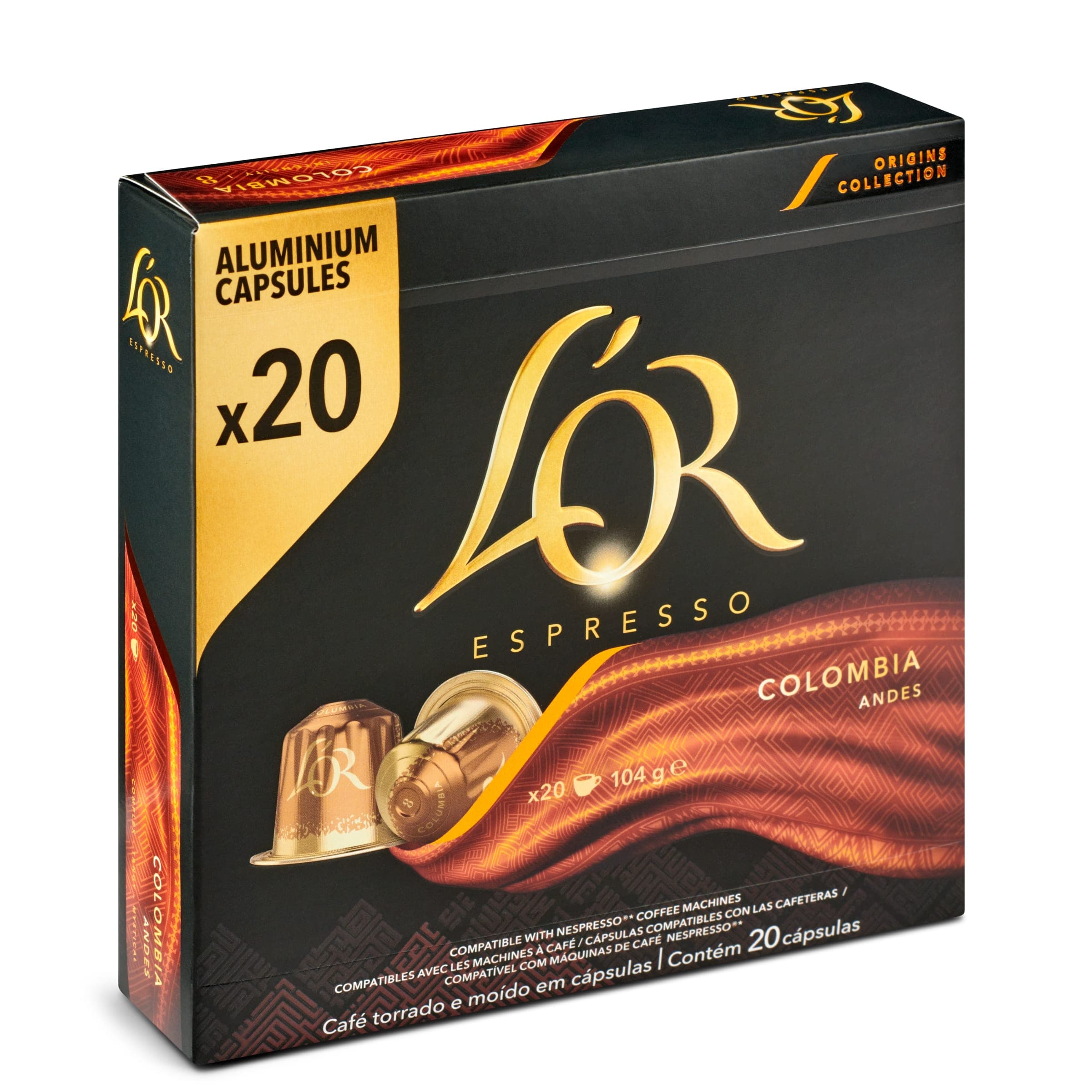 Cápsulas de café Colombia L'Or 20 unidades