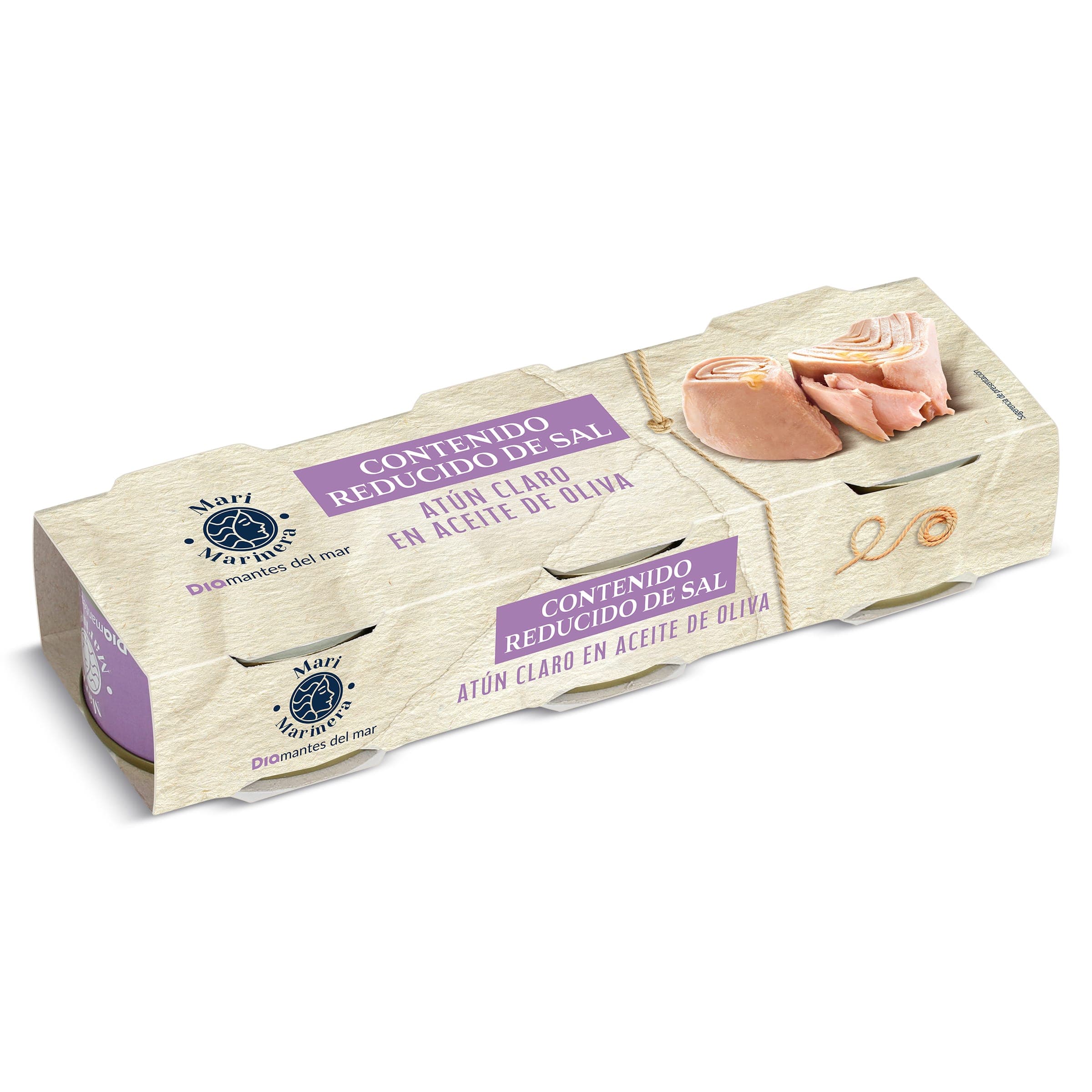 Atún claro en aceite de oliva bajo en sal Dia Mari Marinera 3 x 60 g