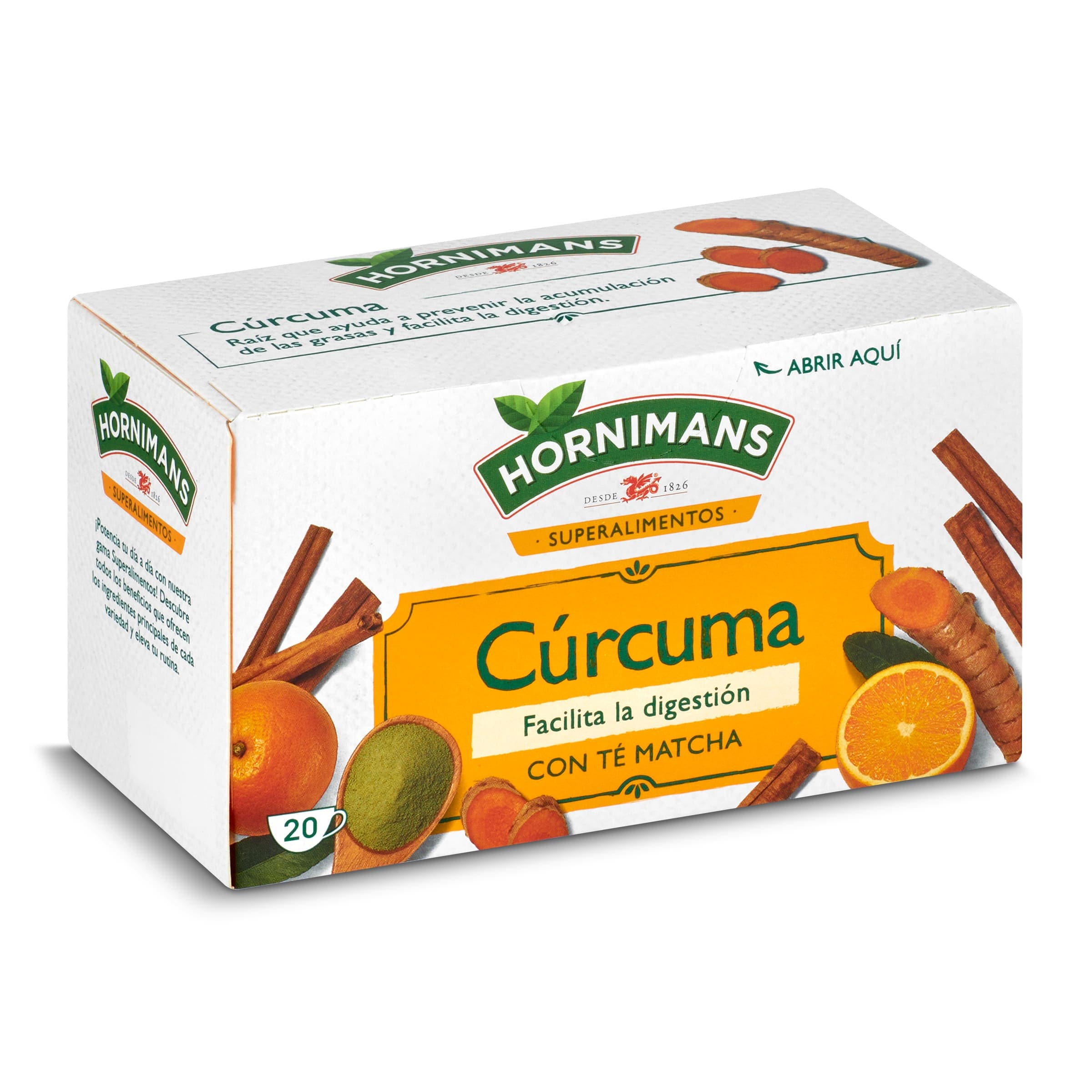 Infusión de cúrcuma con té matcha Hornimans 20 unidades