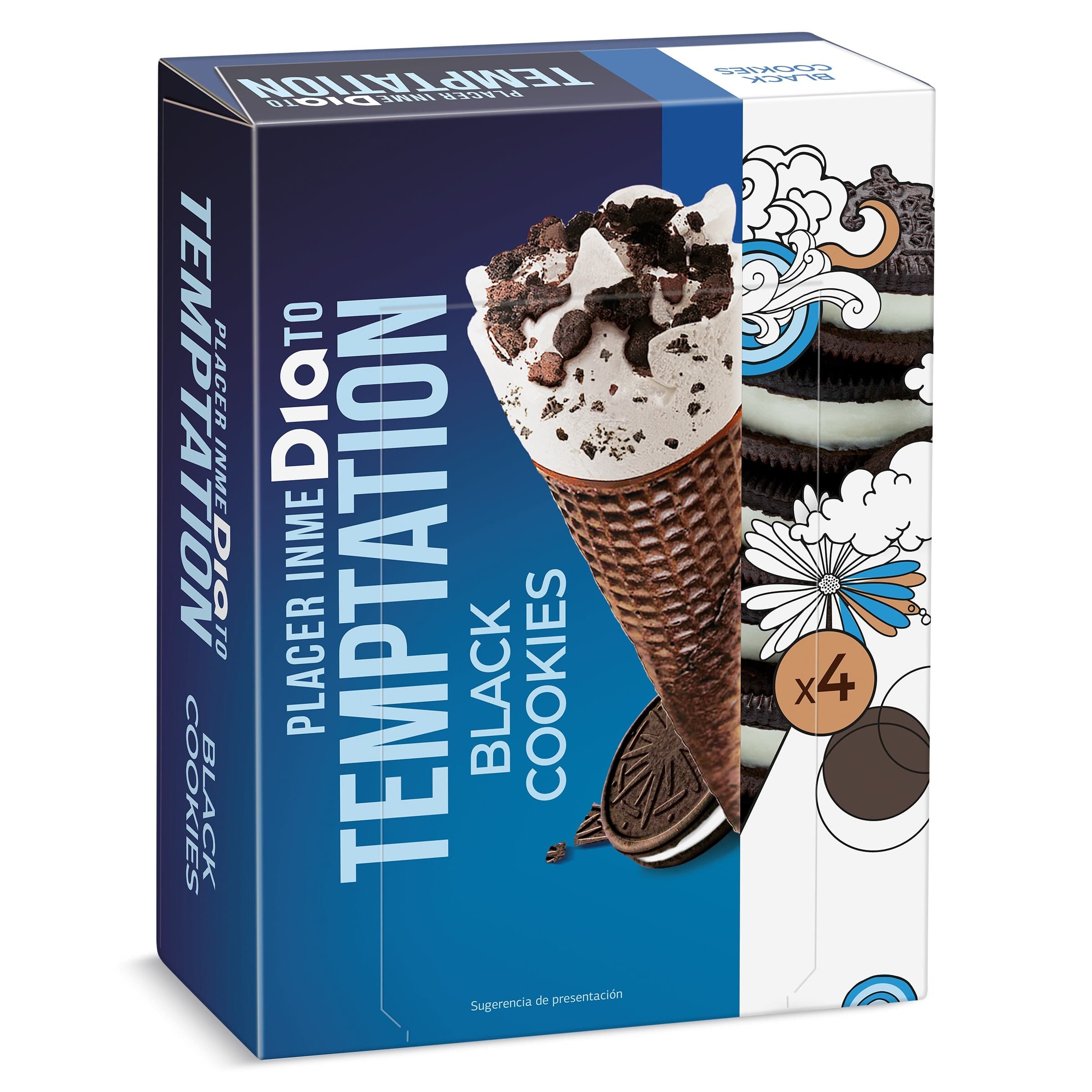Helado cono black cookies Dia Temptation 4 x 65 g