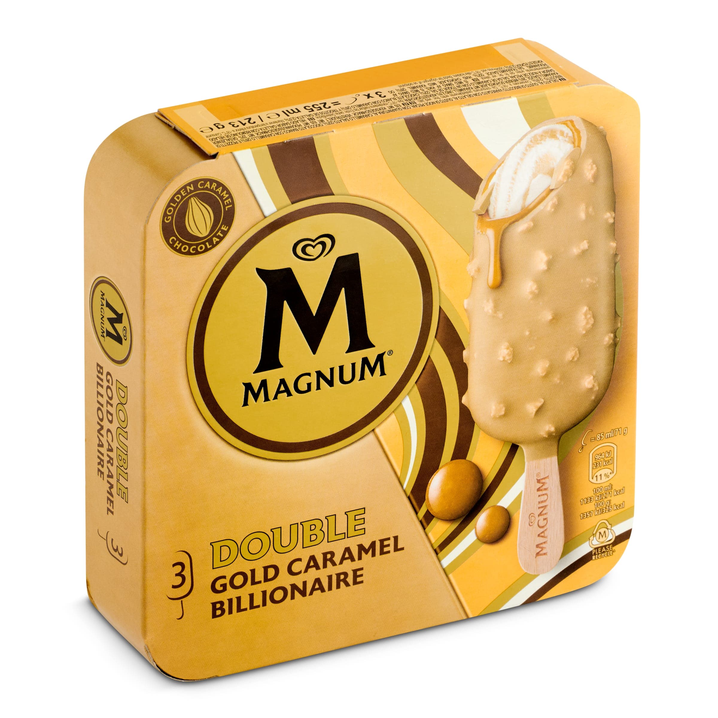 Magnum doble gold caramelo 3 x 71 g