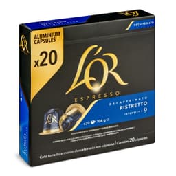 Cápsulas de café ristretto descafeinado L'Or 20 unidades
