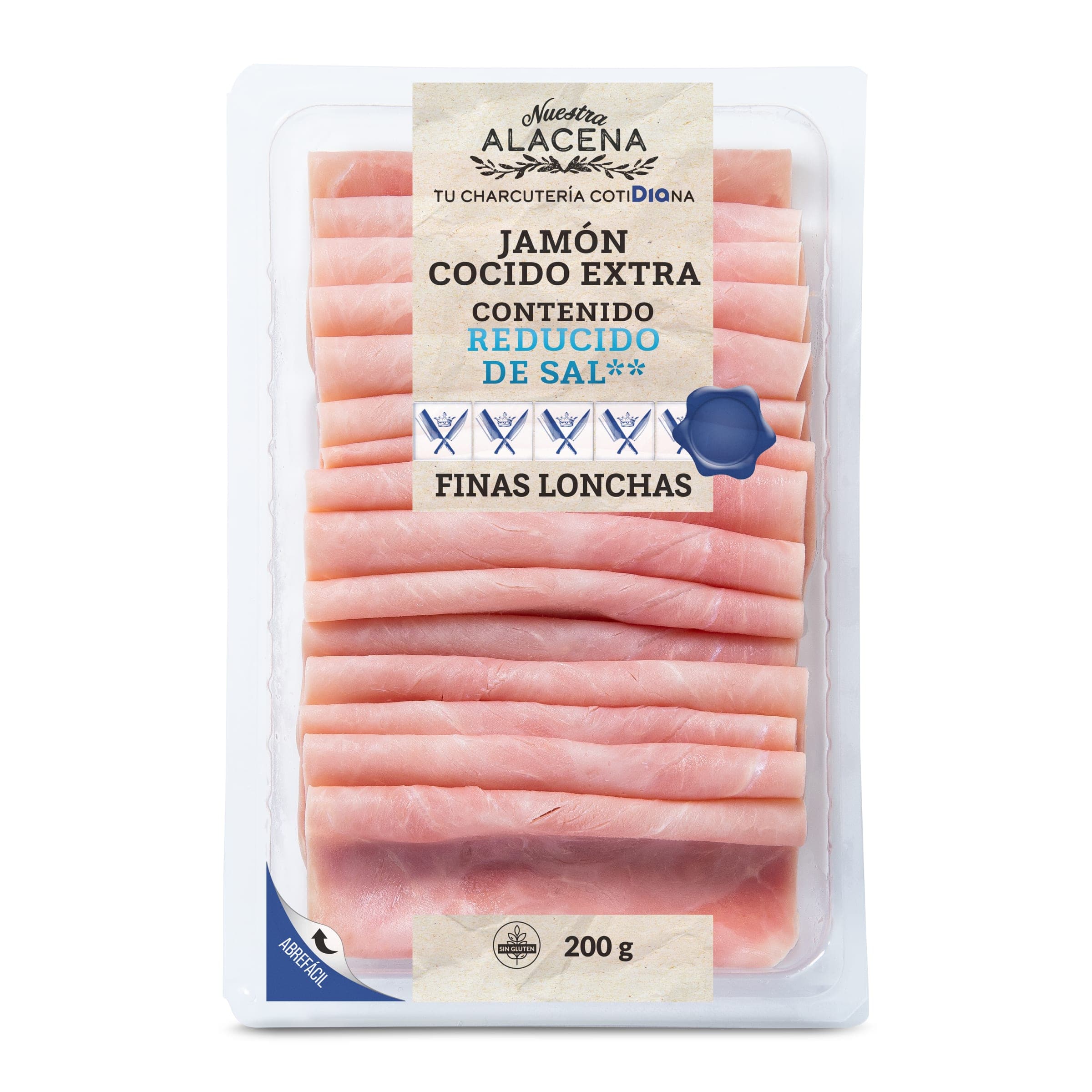 Jamón cocido reducido en sal Dia Nuestra Alacena 200 g