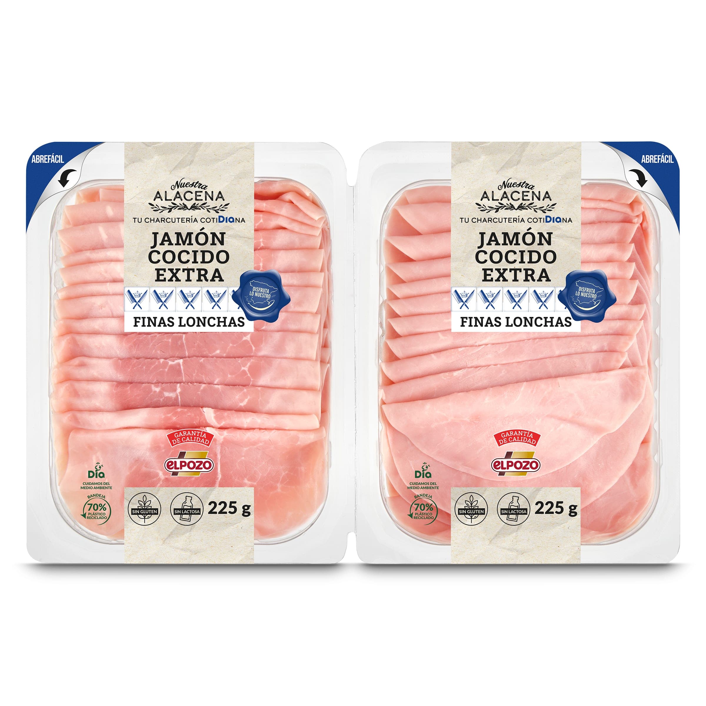 Jamón cocido extra Dia Nuestra Alacena 2 x 225 g