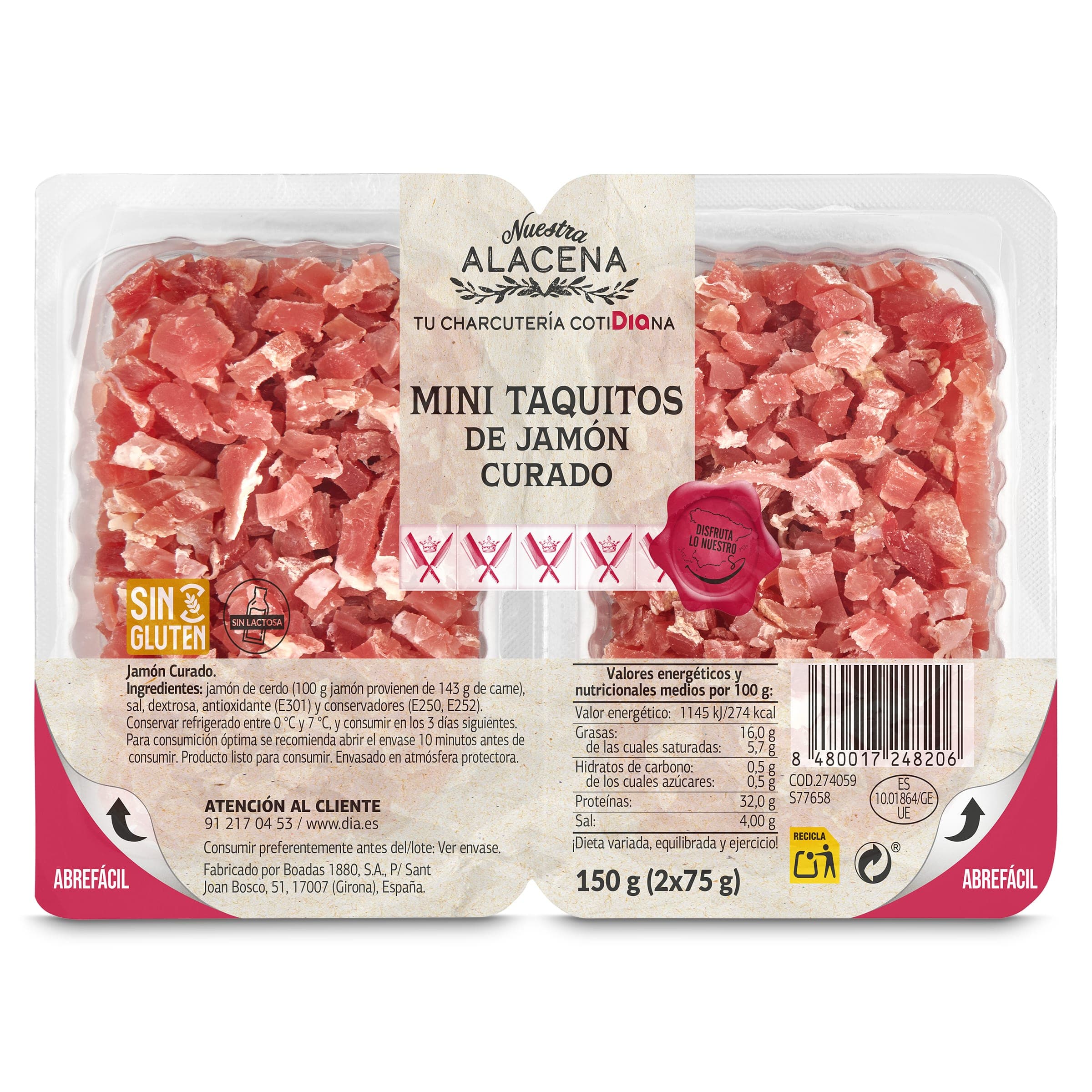 Mini taquitos de jamón curado Dia Nuestra Alacena 2 x 75 g