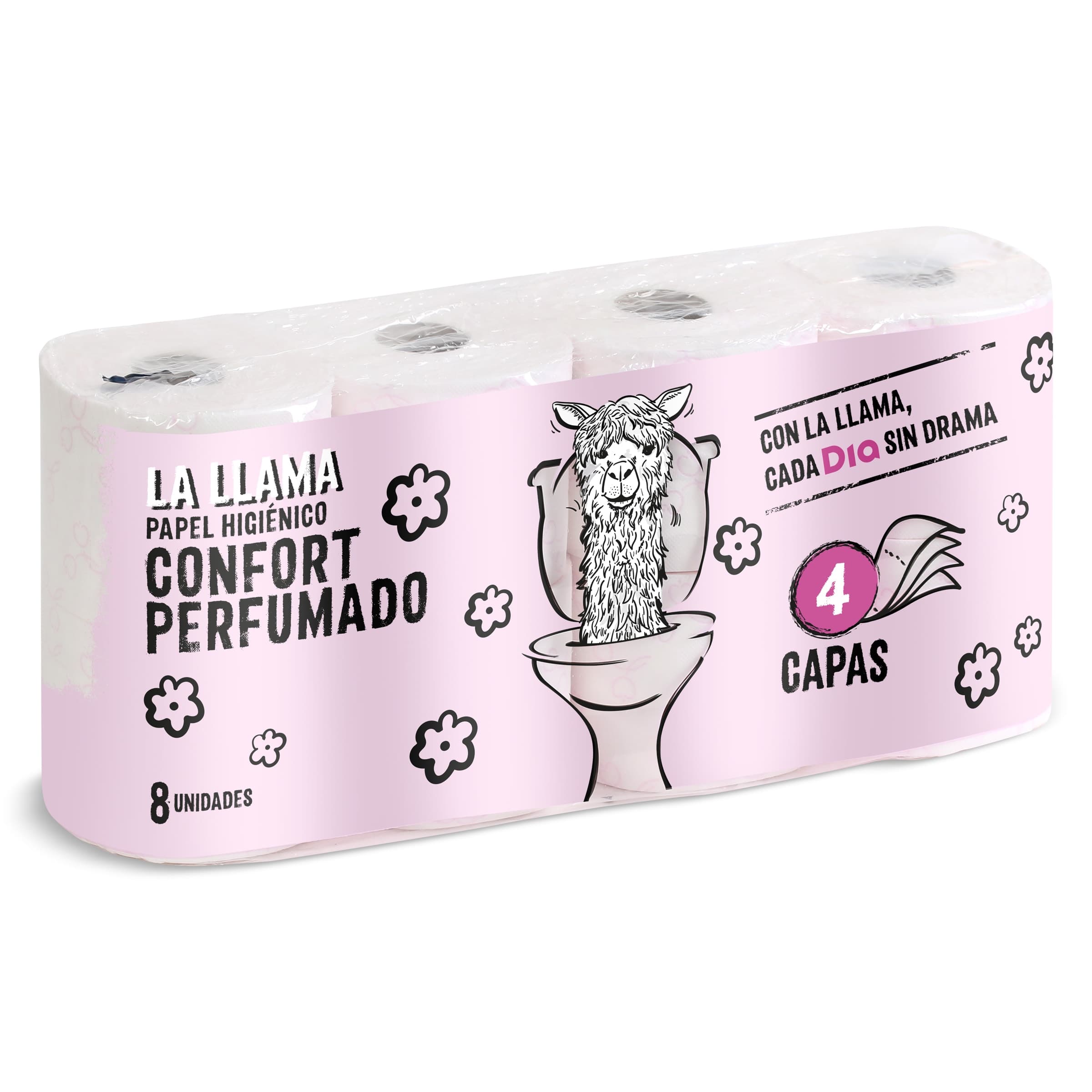 Papel higiénico perfumado 4 capas La Llama Dia bolsa 8 unidades