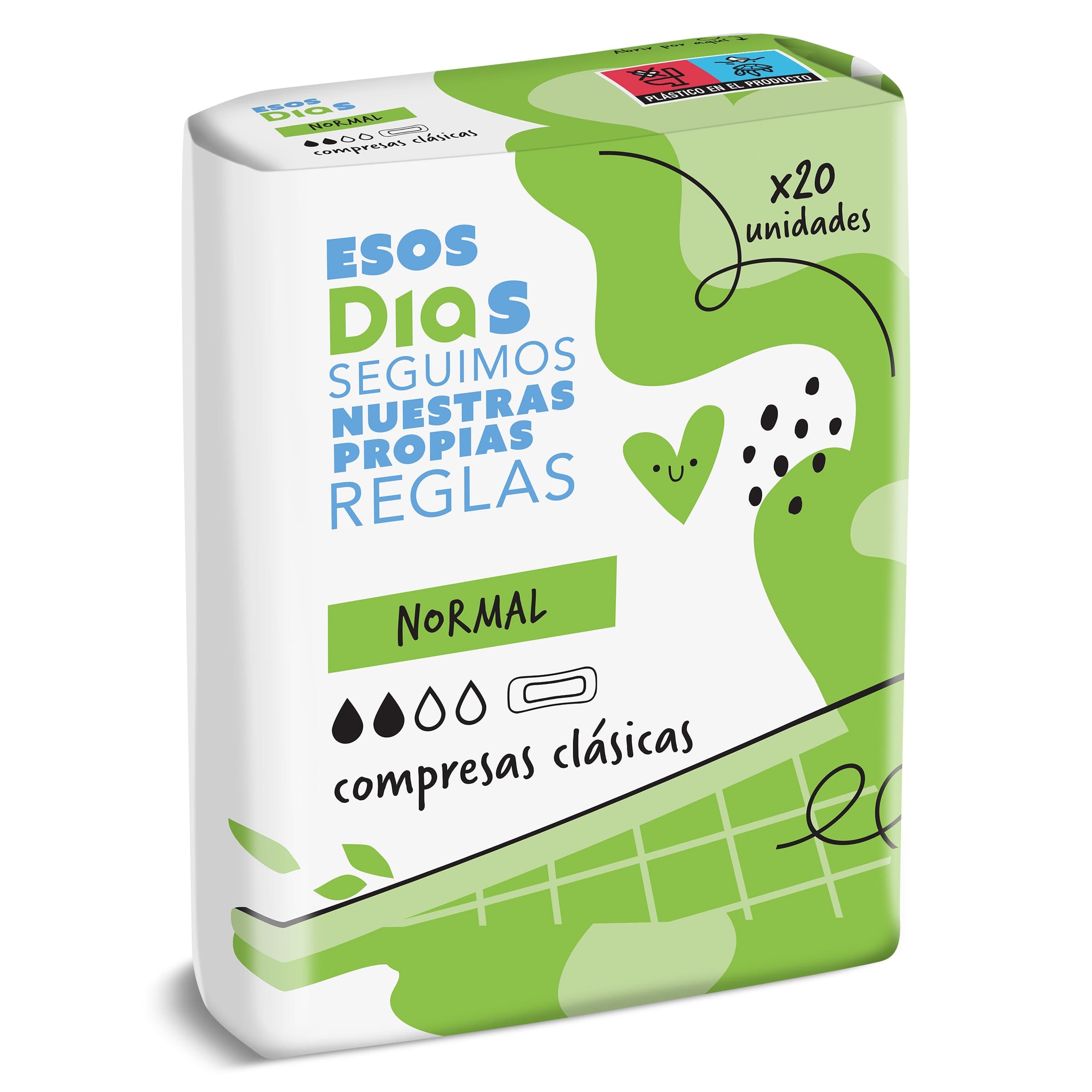 Compresas clásicas normal sin alas Esos Dias bolsa 20 unidades