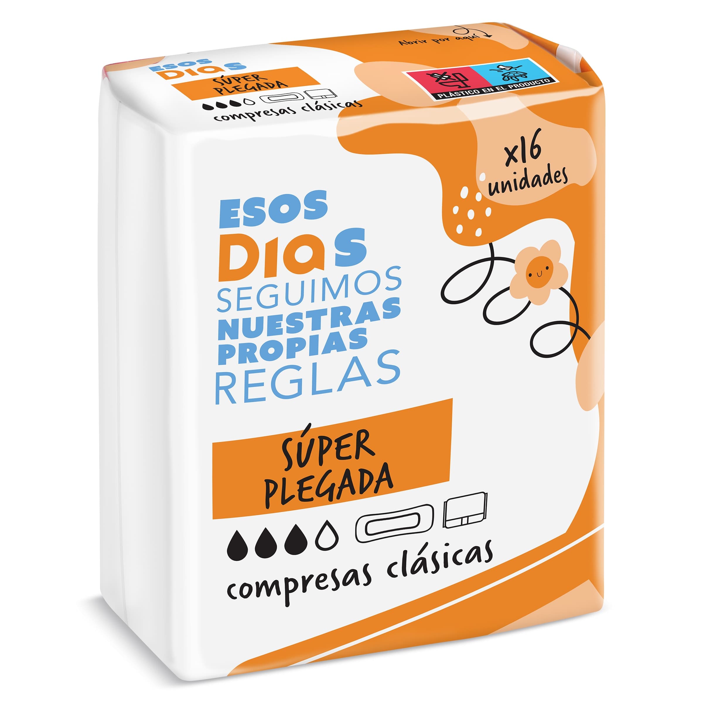 Compresas clásicas súper plegada Esos Dias bolsa 16 unidades