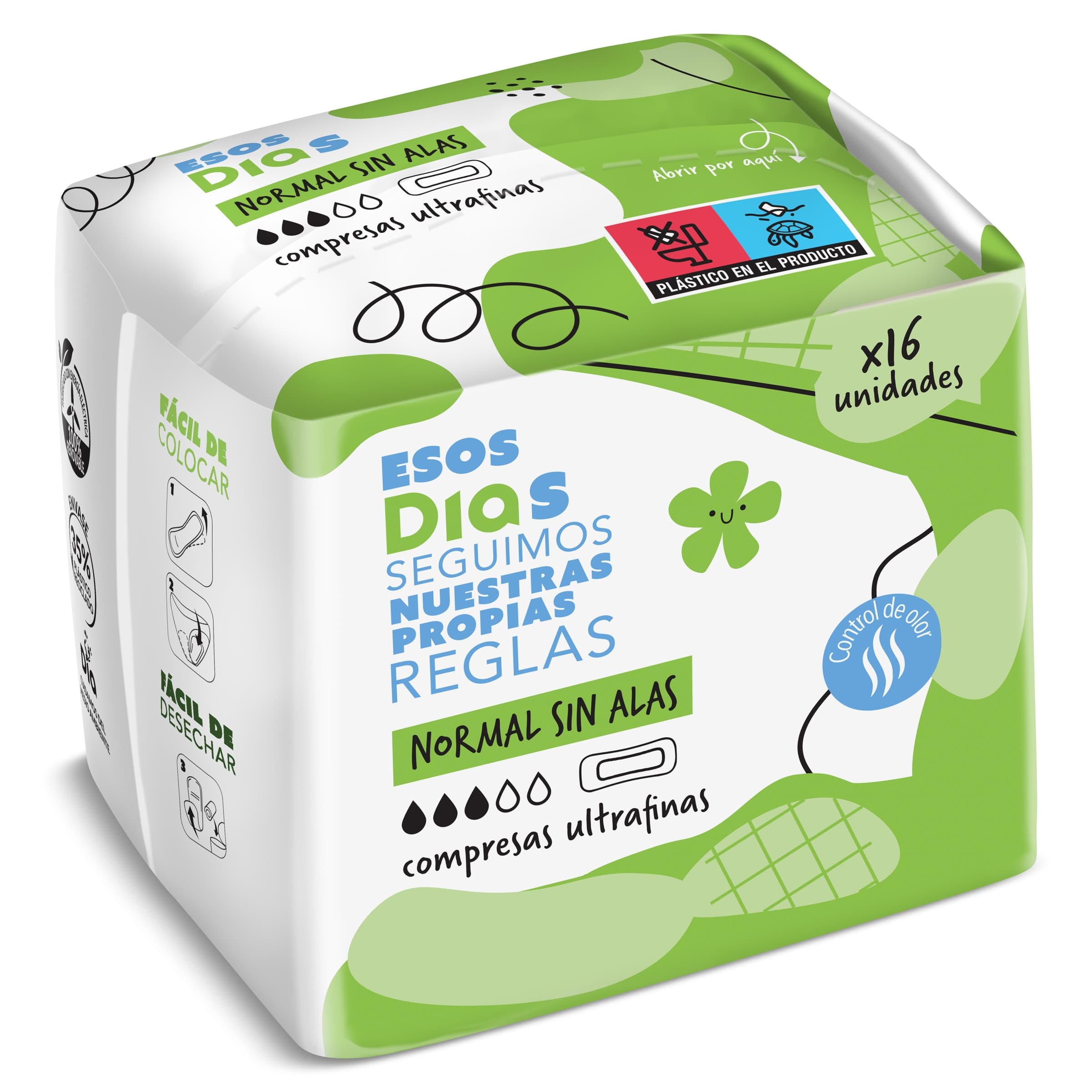 Compresas ultrafina normal sin alas Esos Dias bolsa 16 unidades