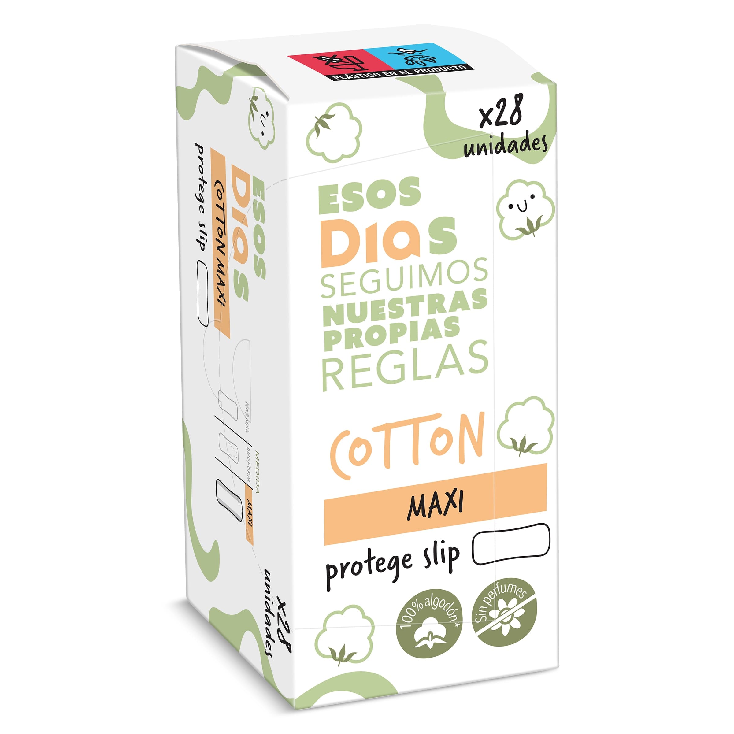 Protegeslips algodón maxi Esos Dias caja 28 unidades