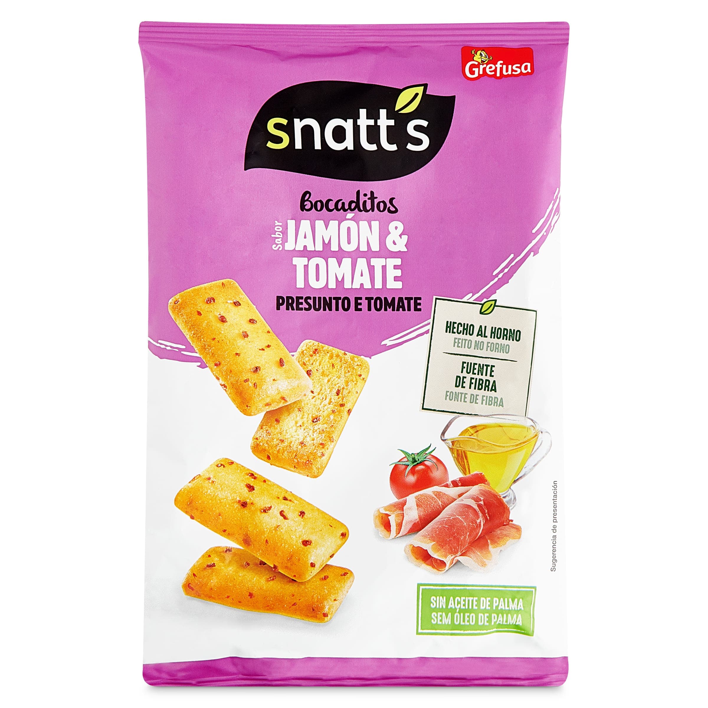 bocaditos sabor jamón y tomate Snatt's 110 g