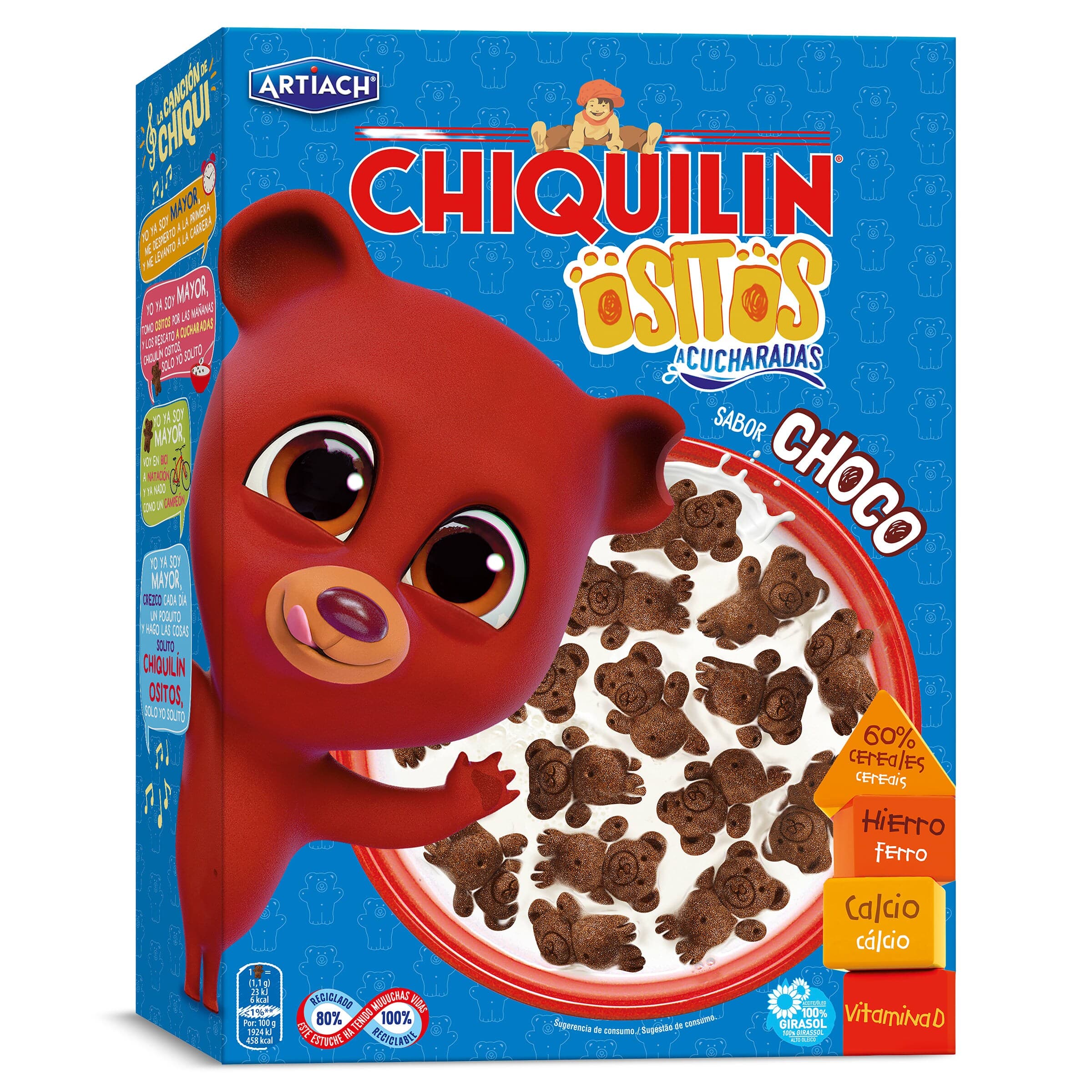 Galletas a cucharadas ositos sabor choco Artiach Chiquilin caja 320 g