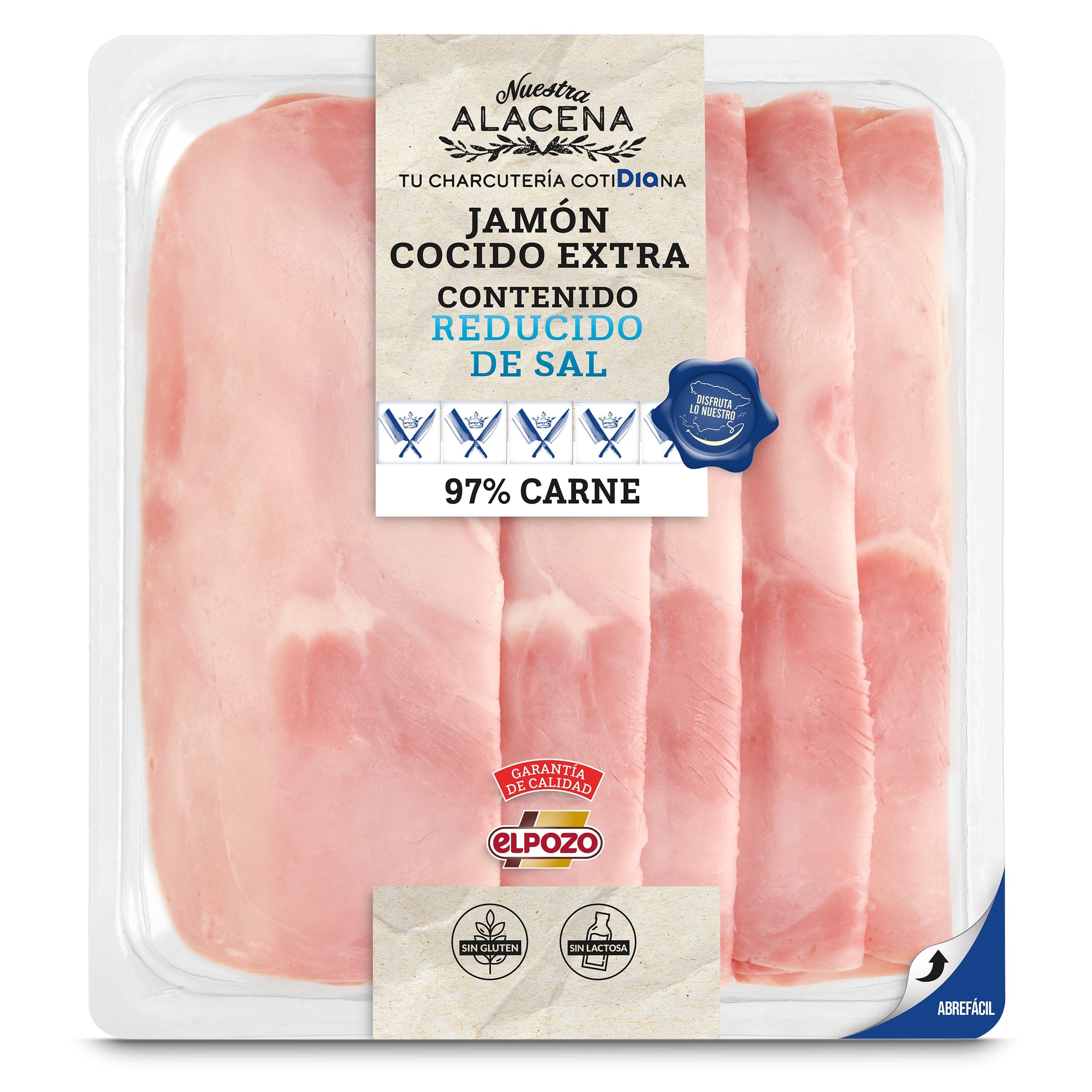Jamón cocido 97% reducido en sal Dia Nuestra Alacena 150 g