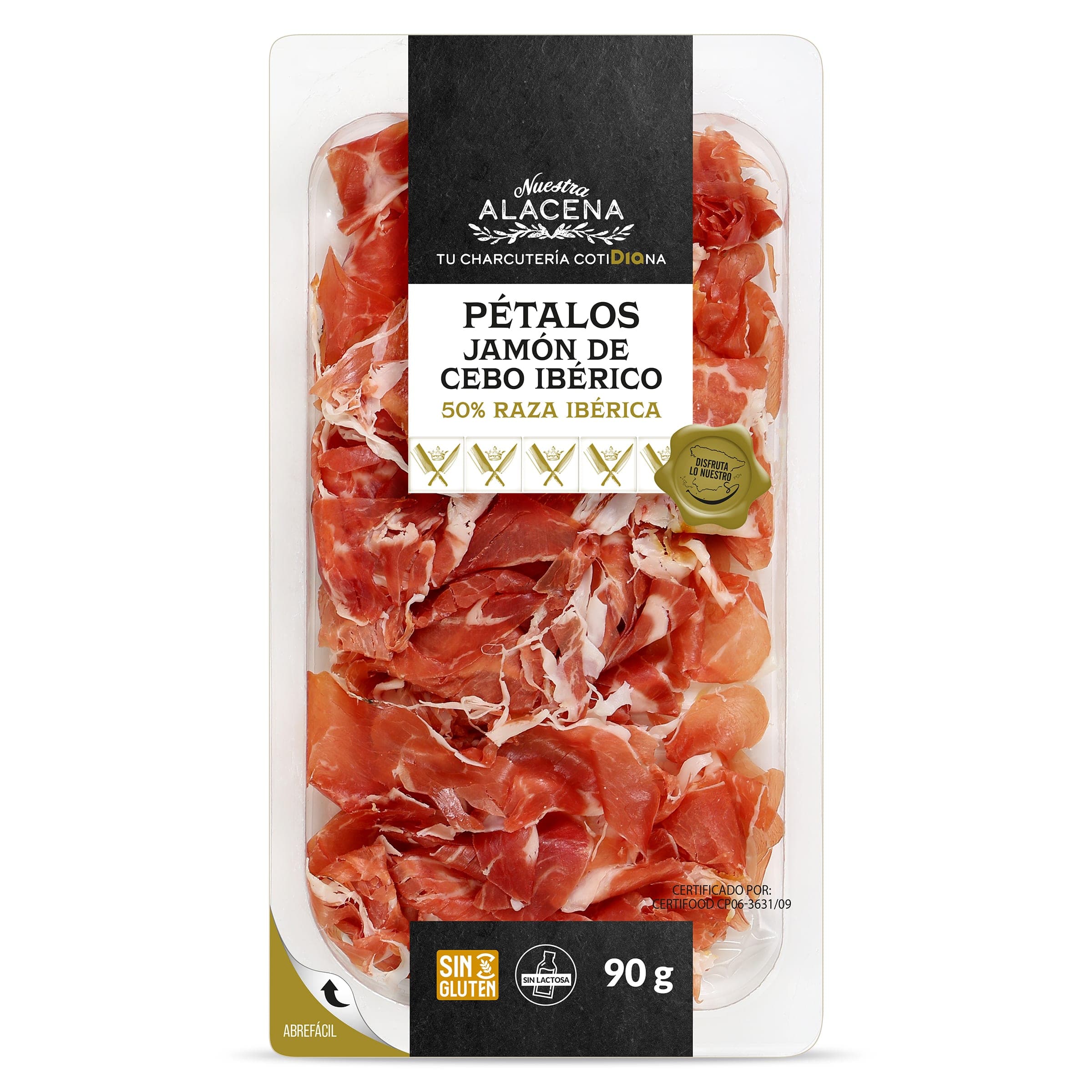 Pétalos de jamón de cebo 50% raza ibérica Dia Nuestra Alacena 90 g